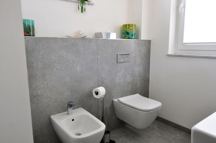 Ferienhaus Lieblingsplatz Duschbad die Toilette